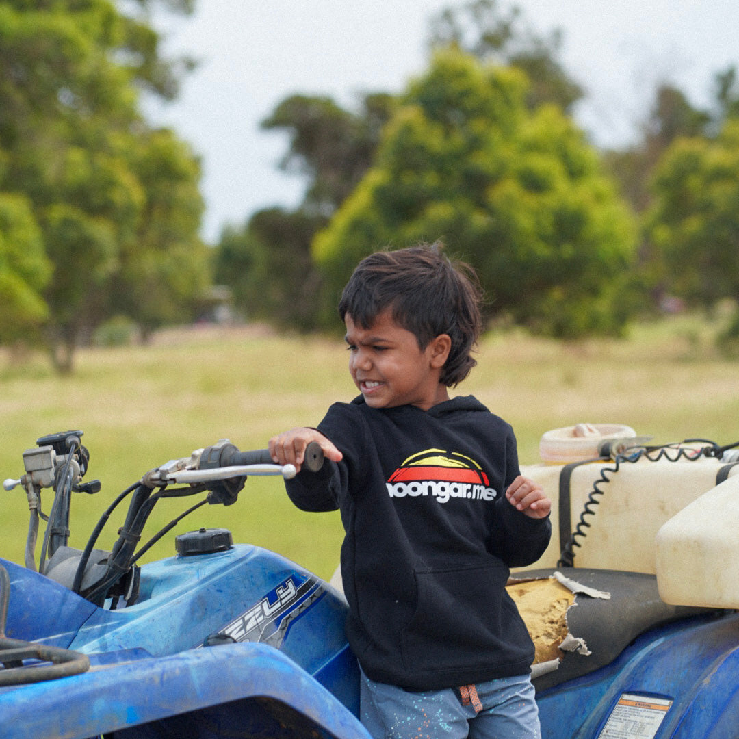 Noongar Mob Kids Black Hooded Jumper