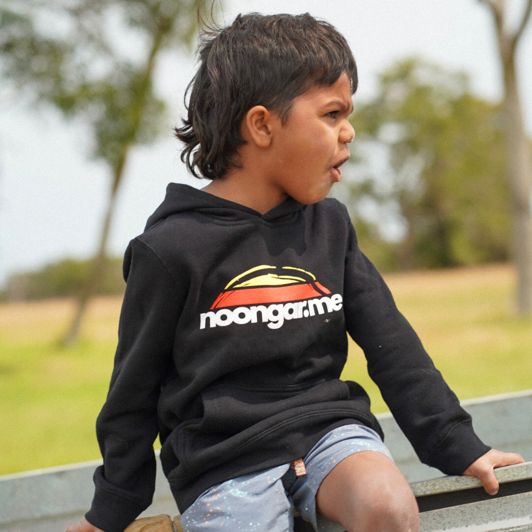 Noongar Mob Kids Black Hooded Jumper