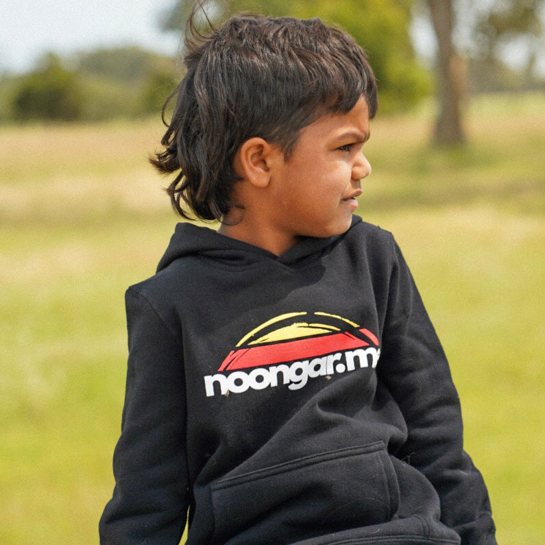 Noongar Mob Kids Black Hooded Jumper