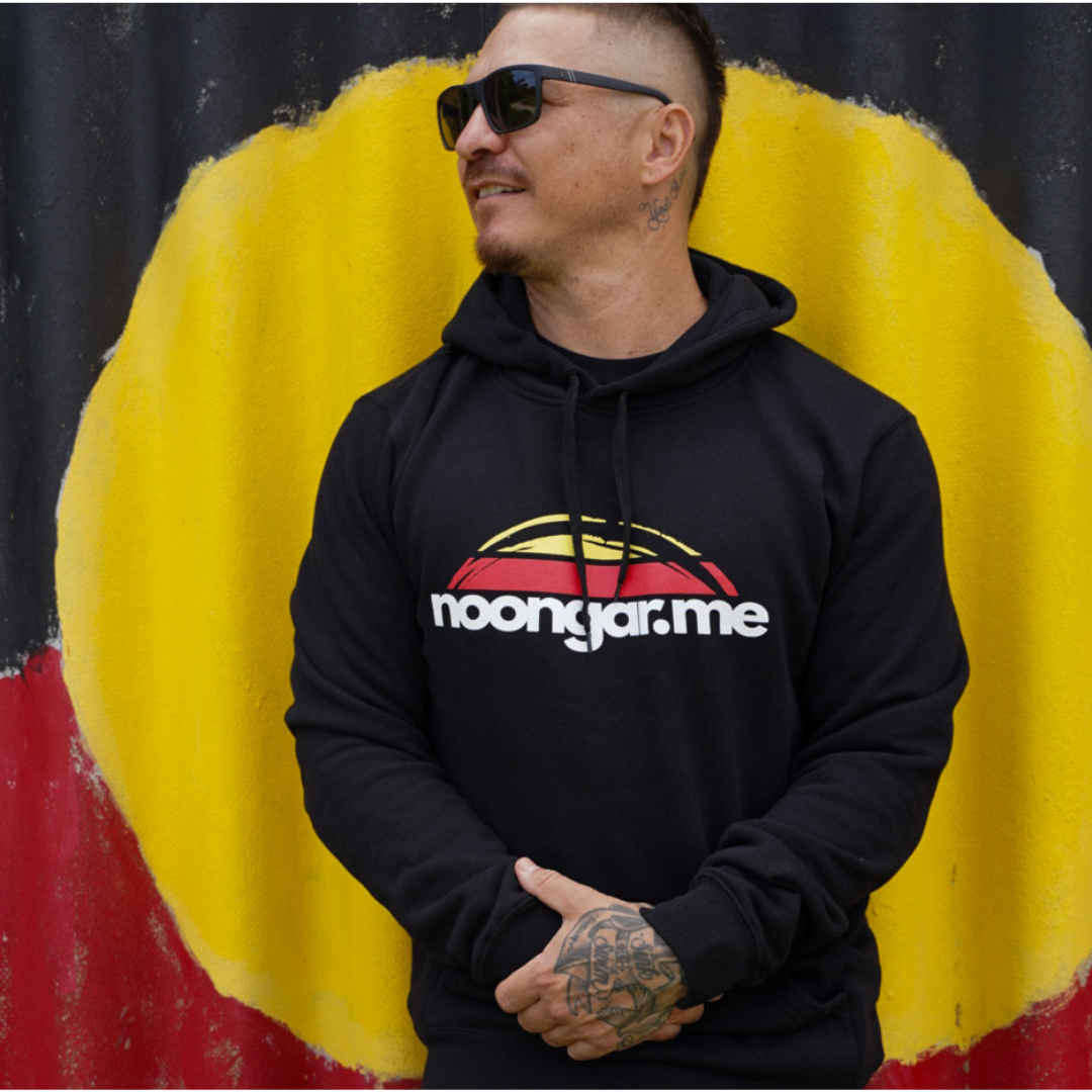 Noongar Mob Adult Black Hooded Jumper